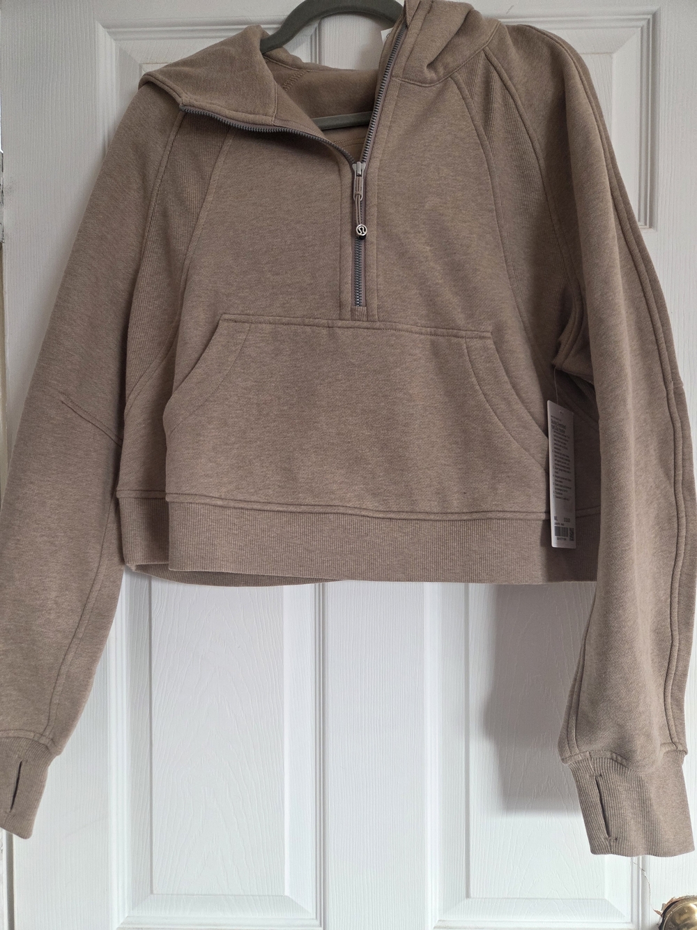 Oversized Half-Zip Hoodie Sweater in Heathered Nutmeg M/l